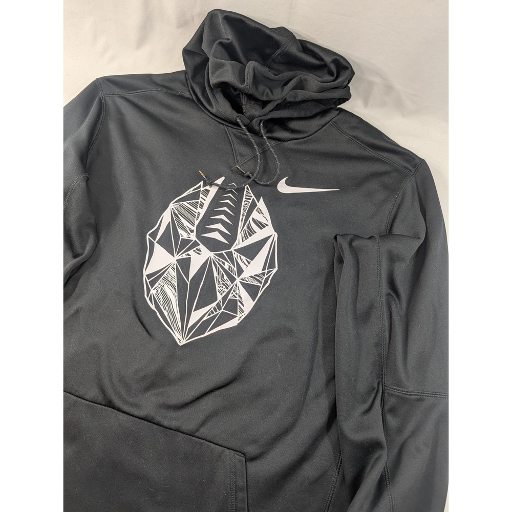 Nike Football‎ Therma Fit Hoodie Black Pullover Graphic Logo Mens Large Tall